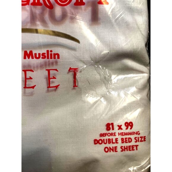 NOS Vintage FOXCROFT Burlington FINE MUSLIN White Flat Double Bed Sheet 81 x 99 - Picture 3 of 3